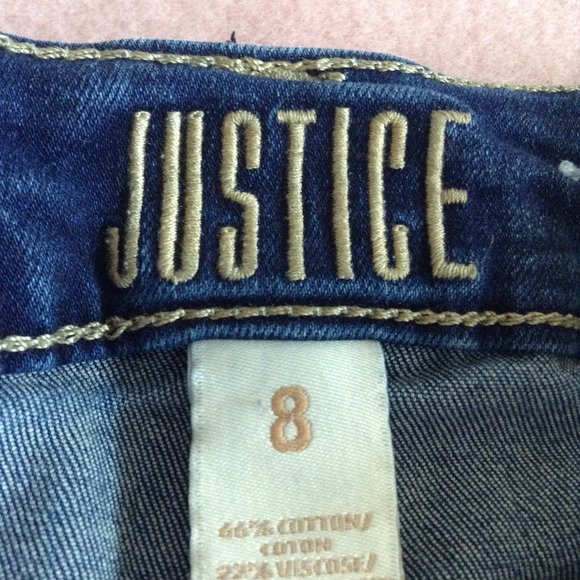 Justice Girls Denim Jean Shorts, Sz. 8 - Picture 5 of 9